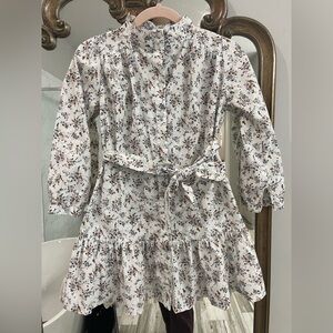 Little English girls floral print shirt dress